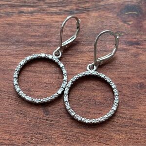 Sterling Silver Round Circle Cubic Zirconia Hoop Earrings